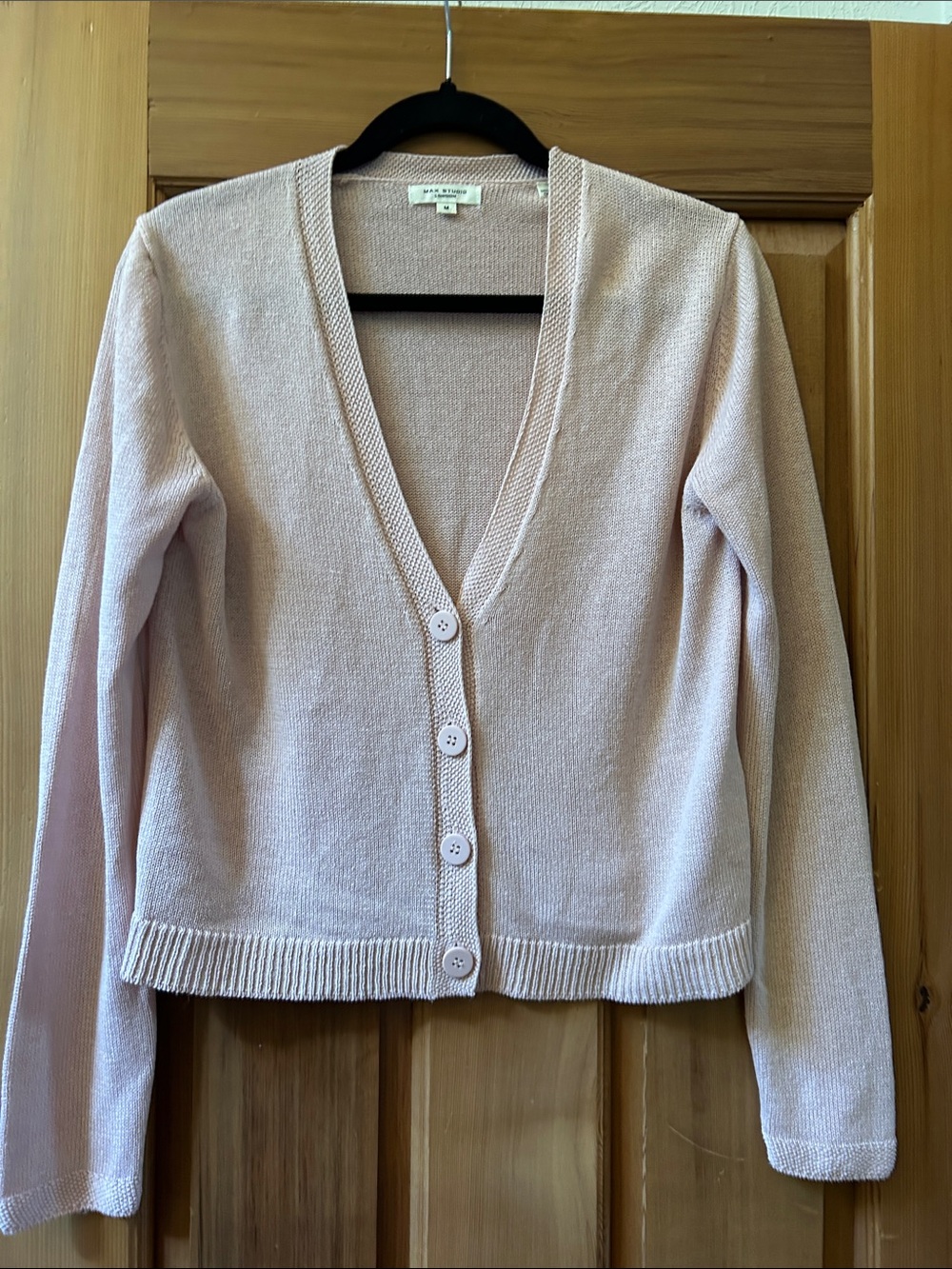 Max Studio Pale Pink V-Neck Button Cardigan